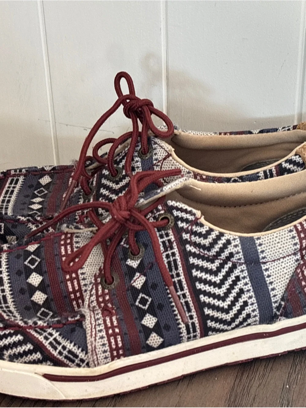 Twisted X Youth Casual Patterned Lace-Up Boat Shoes Size 3M Southwest Tribal